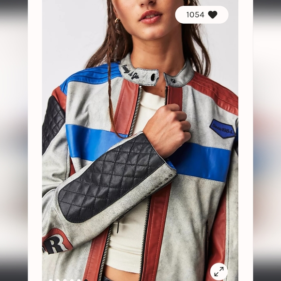 NWT FREE PEOPLE  Muubaa Racing Moto Jacket Med - Picture 3 of 6